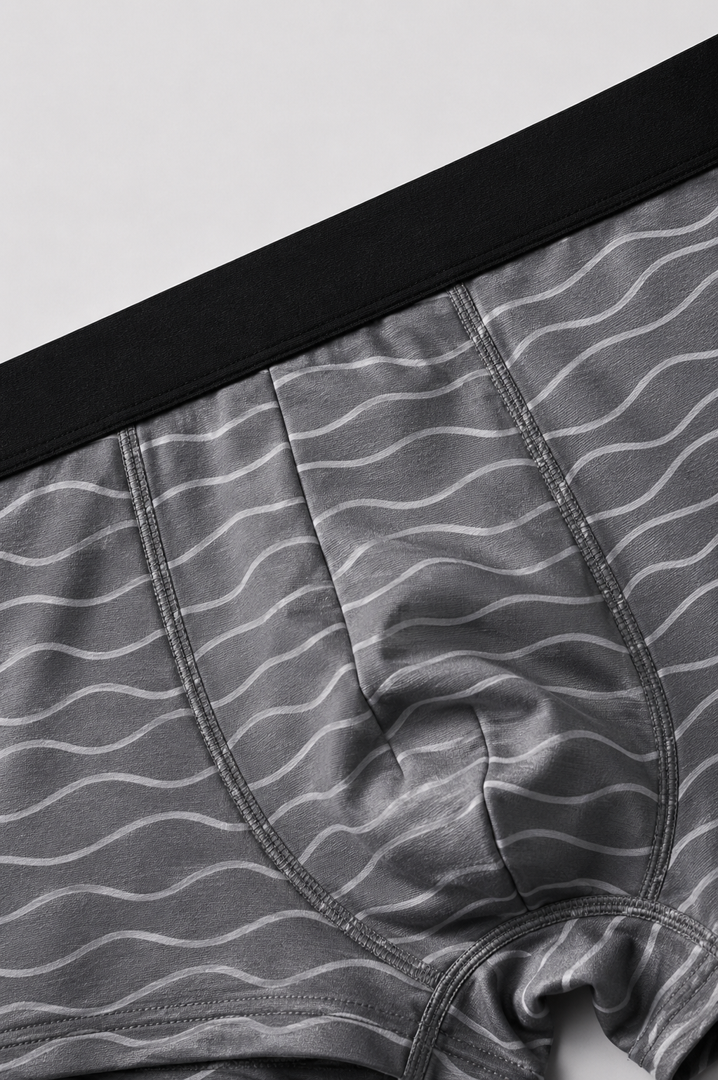 ZENVA Steel Grey Wave Print Boxer Briefs for Men | Ultra-Soft Stretch | Breathable Performance Underwear (PACK OF 3)