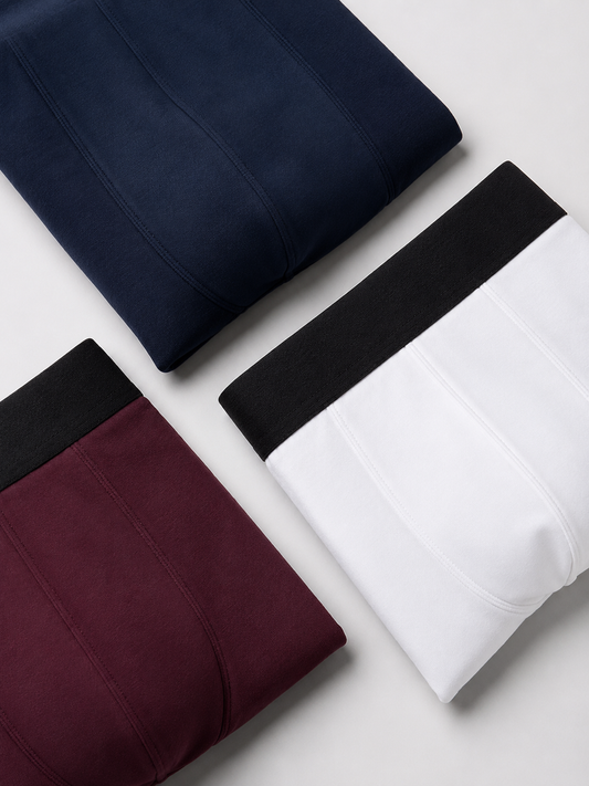 Premium Men's Solid Color Boxer Briefs โ Pack of 3 | Ultra-Soft Stretch Trunks | Everyday Comfort Underwear for Men