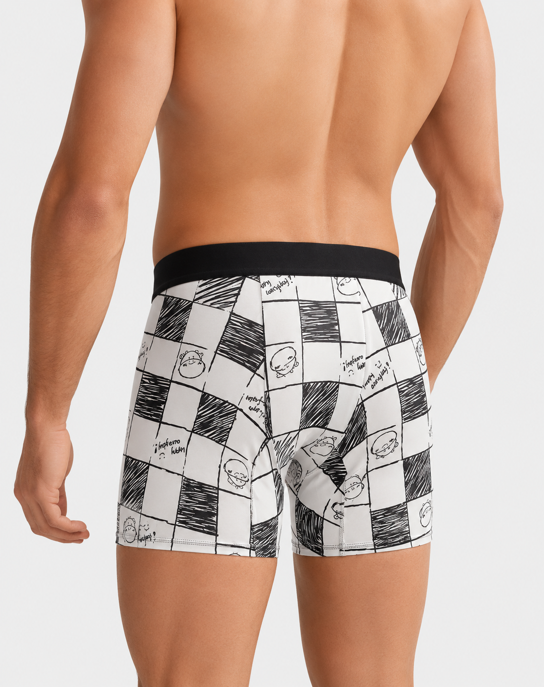 ZENVA Premium Men's Checkerboard Boxer Briefs – White & Black | Ultra Soft, Breathable & 4-Way Stretch (PACK OF 3)