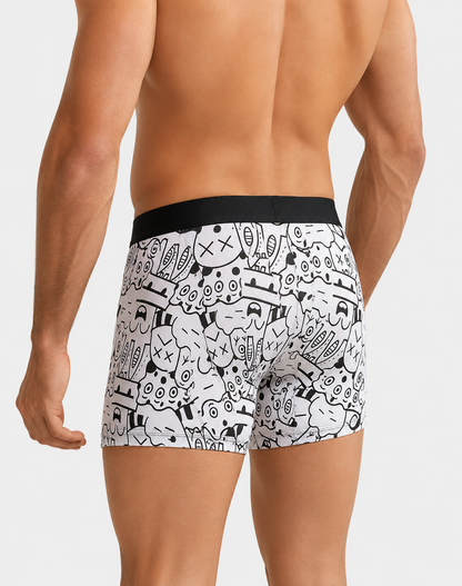 ZENVA Premium Men's Checkerboard Boxer Briefs – White & Black | Ultra Soft, Breathable & 4-Way Stretch (PACK OF 3)