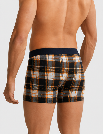 Men’s Checkered Boxer Briefs – Pack of 3 | Soft Stretch Trunks | Premium Everyday Underwear for Men