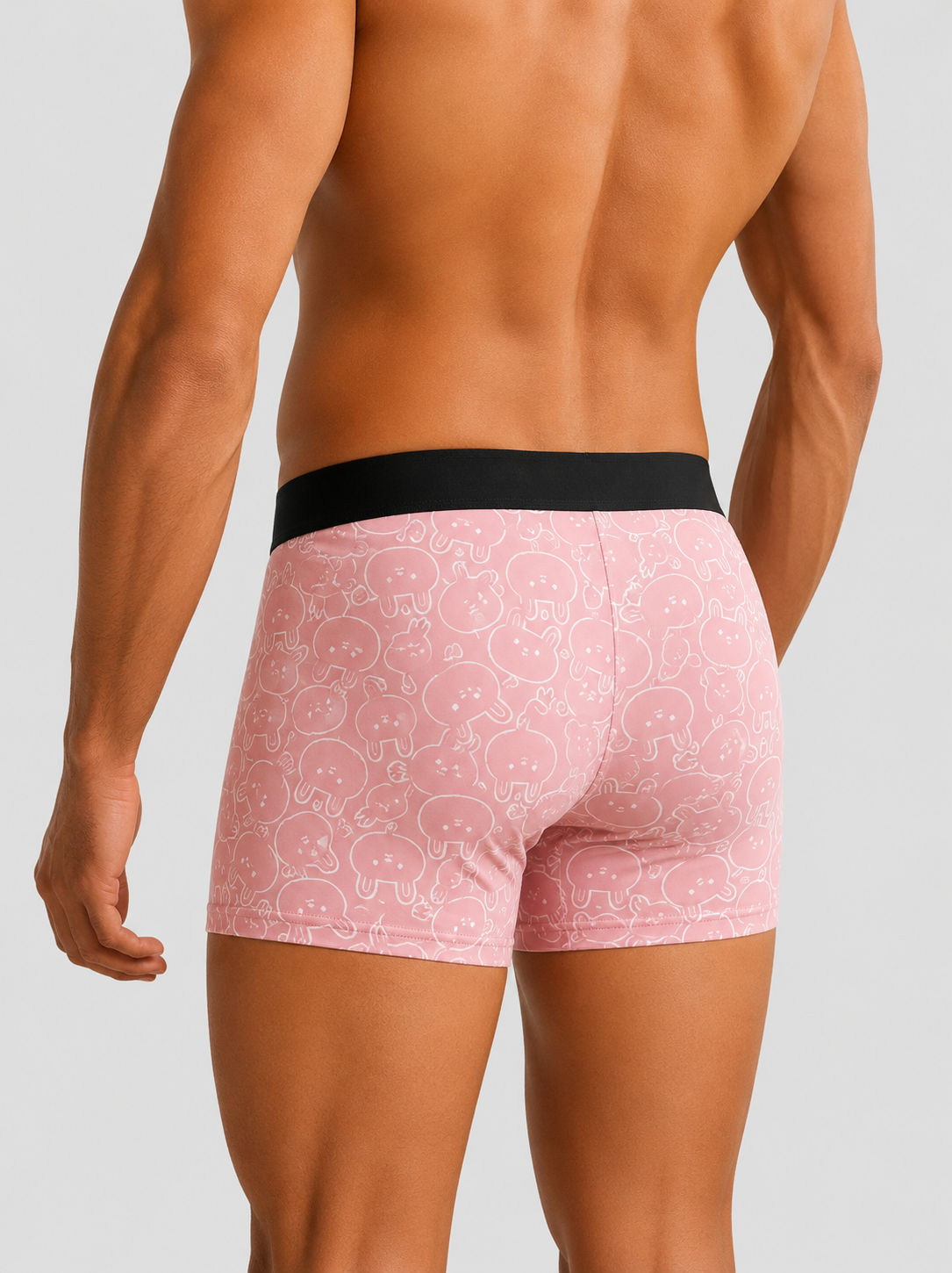 ZENVA Premium Men's Pink Cartoon Print Boxer Briefs – Ultra Soft, Breathable & 4-Way Stretch