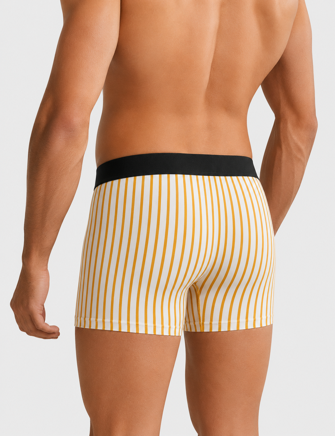 ZENVA Premium Men's Striped Boxer Briefs – White & Mustard Gold | Ultra Soft, Breathable & 4-Way Stretch (PACK OF 3)