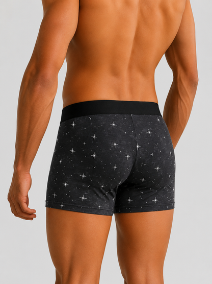 ZENVA Midnight Galaxy Print Boxer Briefs for Men | Ultra-Soft Stretch | Breathable Everyday Comfort (PACK OF 3)