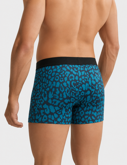 Men’s Leopard Print Boxer Briefs – Pack of 3 | Soft Stretch Trunks | Premium Everyday Underwear for Men