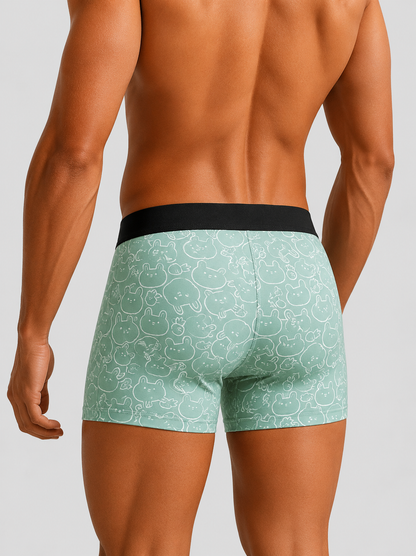 ZENVA Premium Men's Mint Green Cartoon Print Boxer Briefs – Ultra Soft, Breathable & 4-Way Stretch (PACK OF 3)
