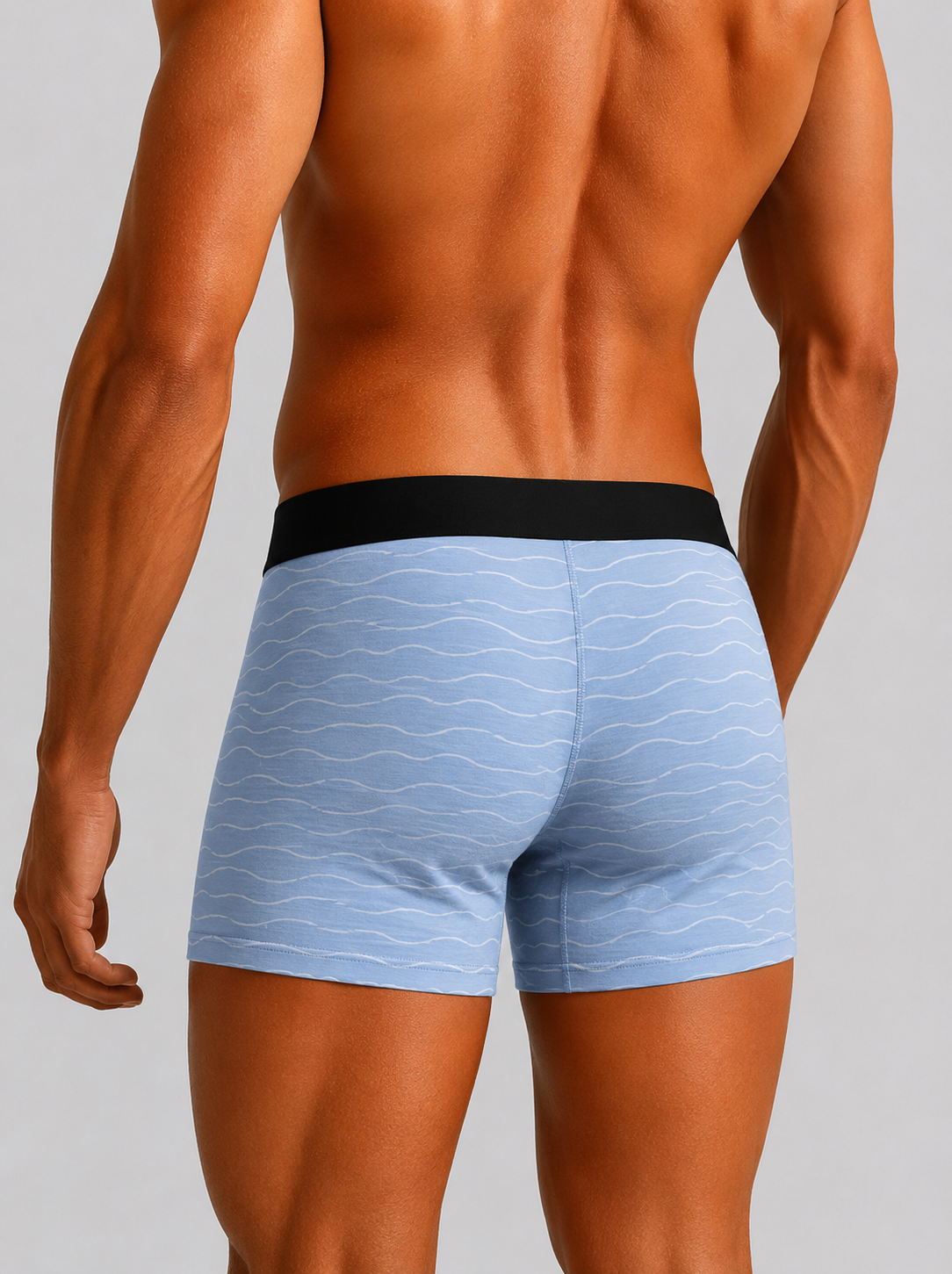 Men’s Wave Print Boxer Briefs – Pack of 3 | Soft Stretch Trunks | Premium Everyday Underwear for Men