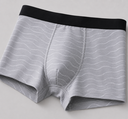 ZENVA Glacier Grey Wave Print Boxer Briefs for Men | Ultra-Soft Stretch | Breathable Everyday Comfort (PACK OF 3)