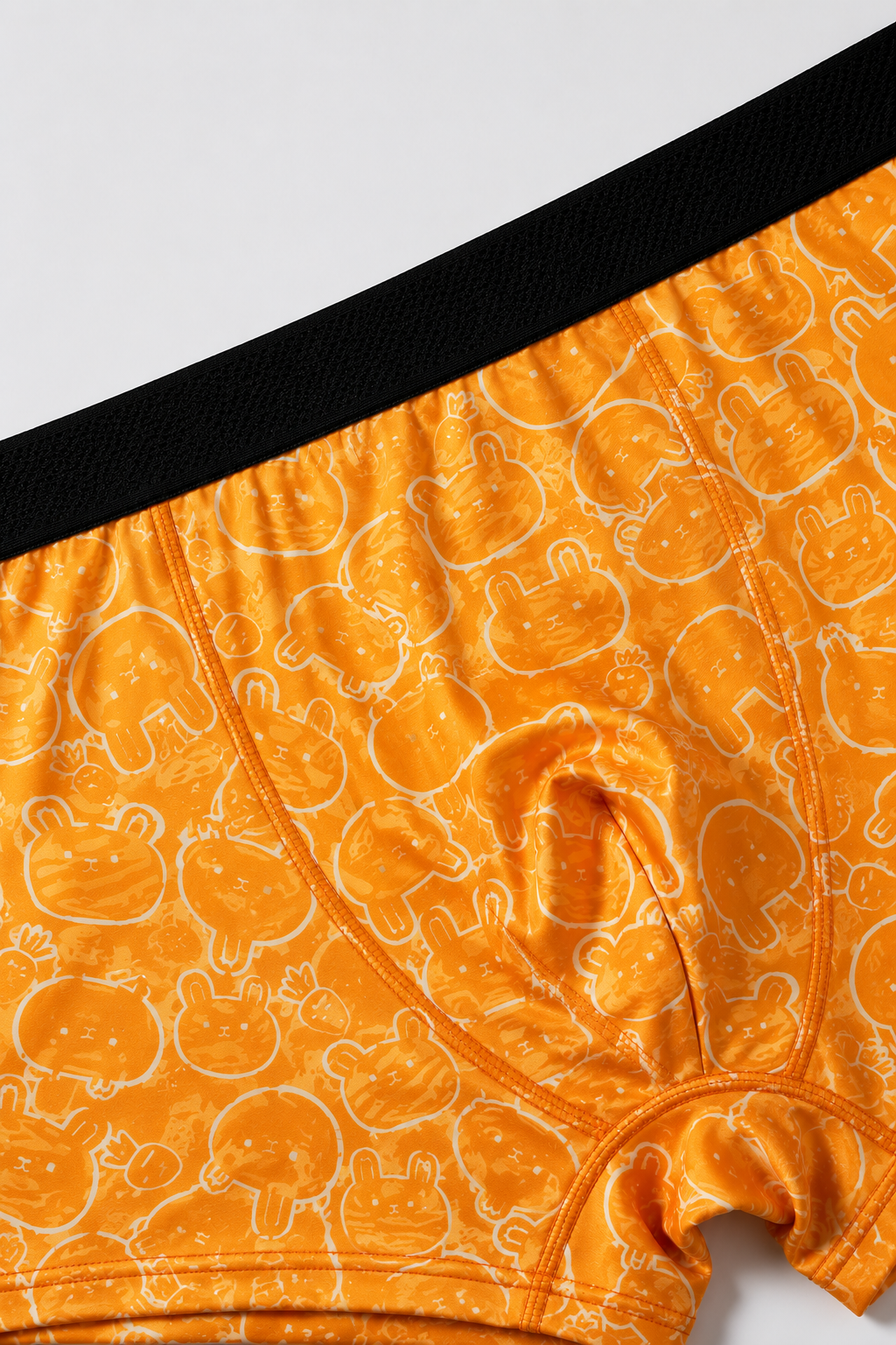 ZENVA Premium Men's Orange Cartoon Print Boxer Briefs – Ultra Soft, Breathable & 4-Way Stretch