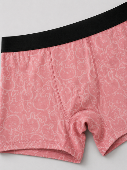 ZENVA Premium Men's Pink Cartoon Print Boxer Briefs – Ultra Soft, Breathable & 4-Way Stretch
