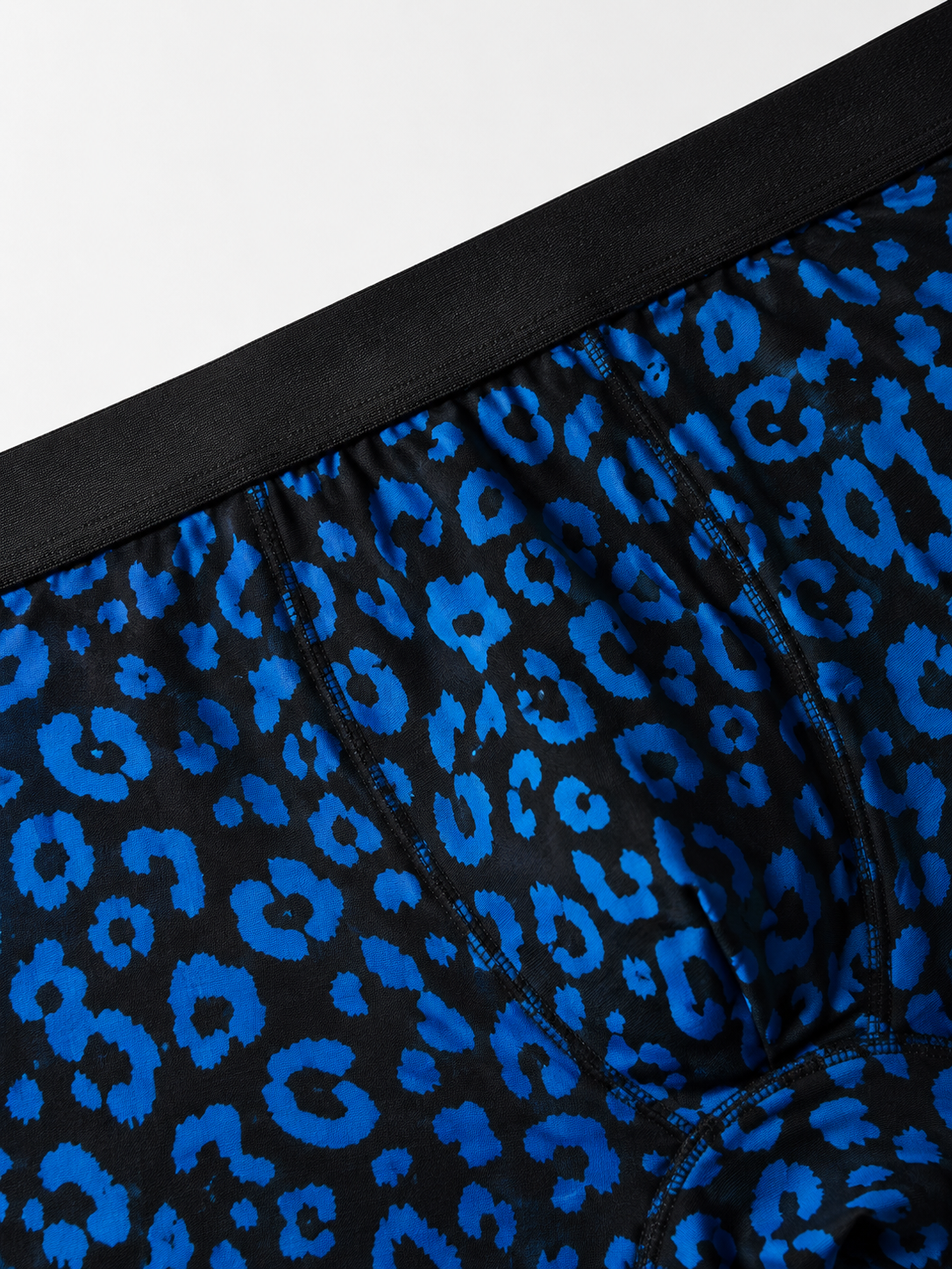 ZENVA Premium Men's Blue Leopard Print Boxer Briefs – Ultra Soft, Breathable & 4-Way Stretch (PACK OF 3)