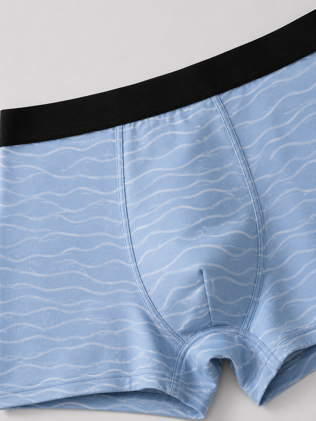 ZENVA Sky Blue Wave Print Boxer Briefs for Men | Ultra-Soft Stretch | Breathable Performance Underwear (PACK OF 3)
