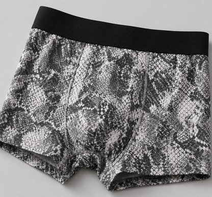 ZENVA Premium Men's Grey Snakeskin Boxer Briefs – Ultra Soft, Breathable & 4-Way Stretch (PACK OF 3)
