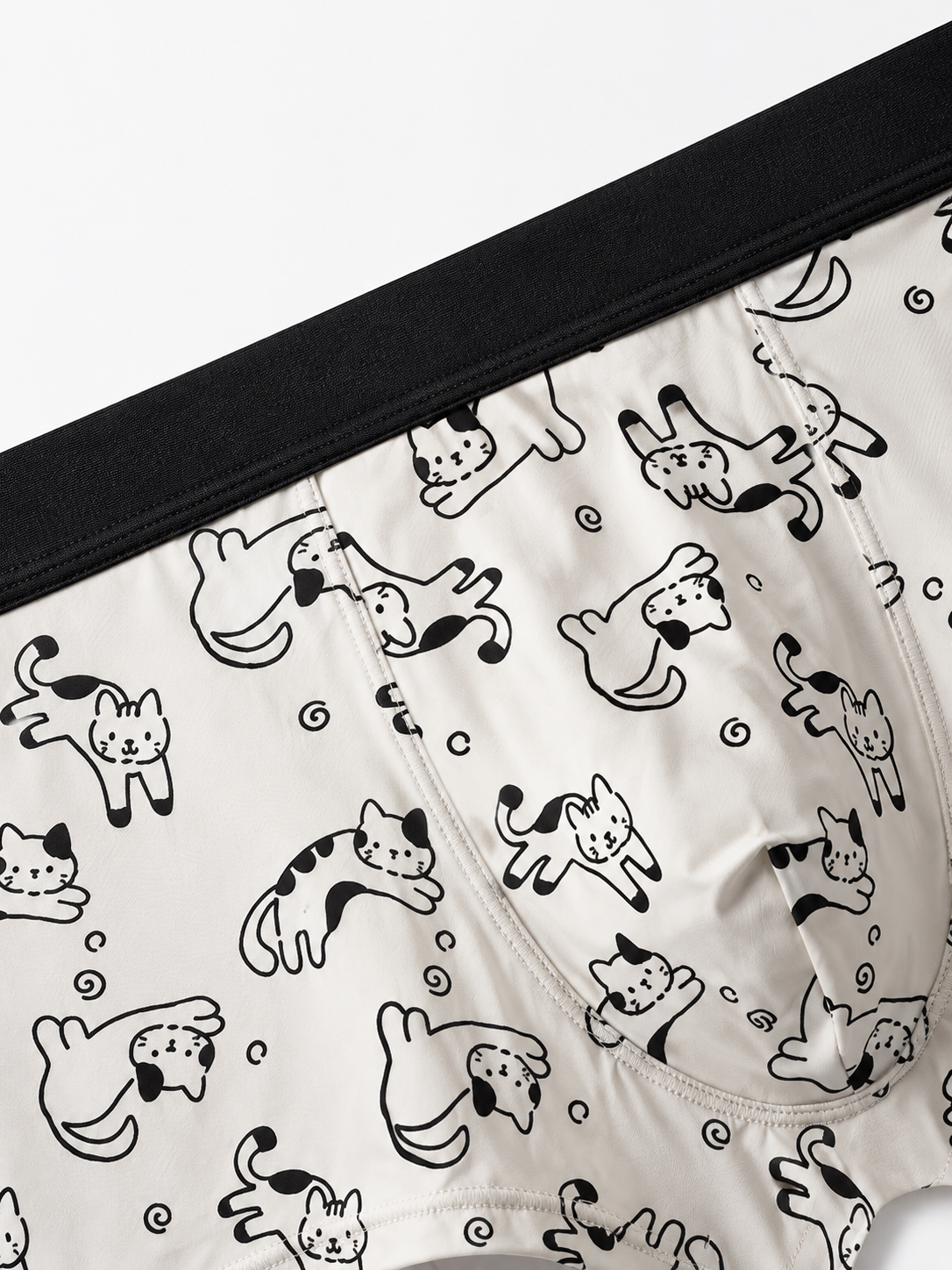 ZENVA Men’s Printed Boxer Brief – White Cartoon Doodle Print with Black Waistband (PACK OF 3)