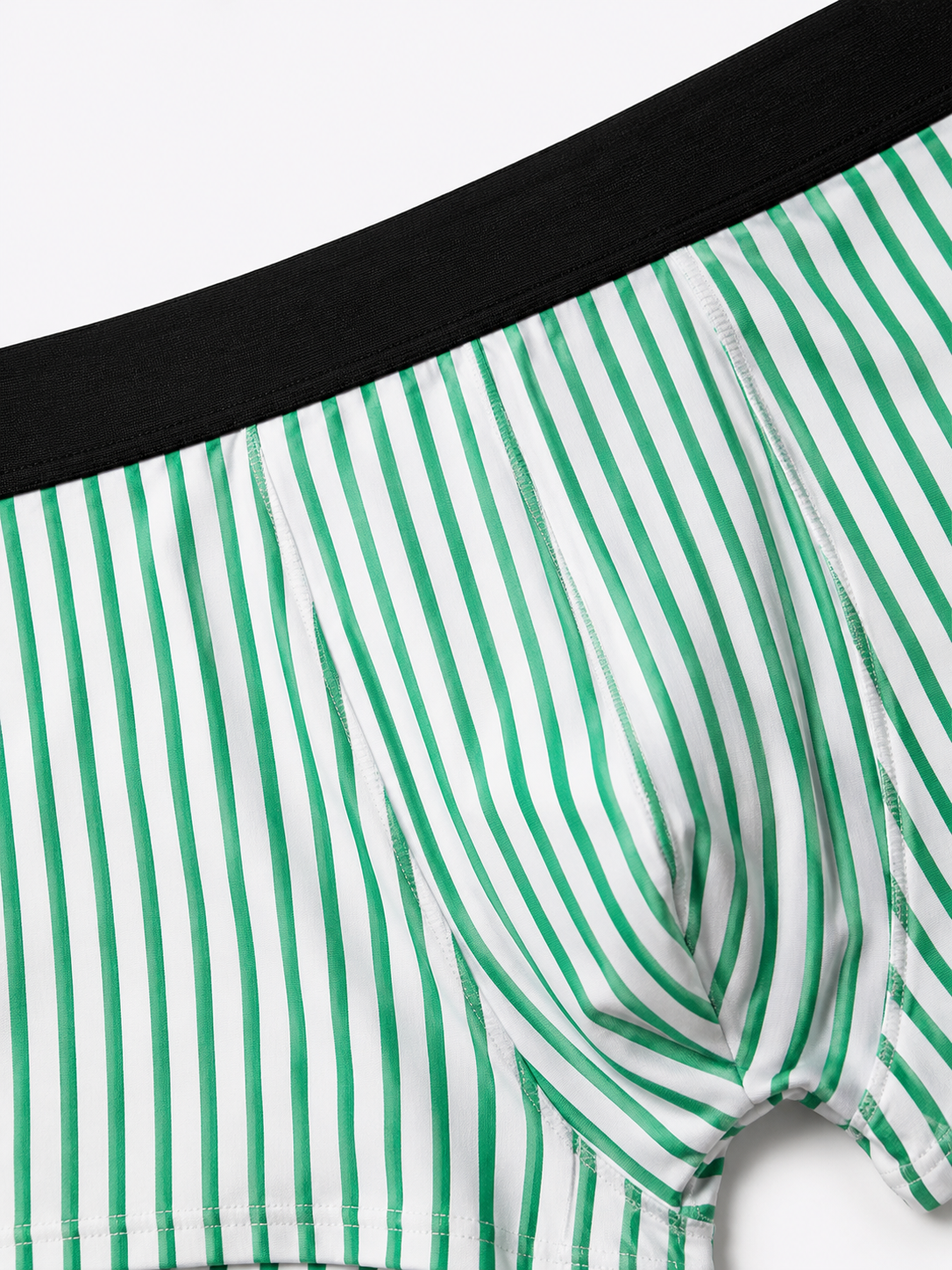 ZENVA Premium Men's Striped Boxer Briefs – White & Emerald Green | Ultra Soft, Breathable & 4-Way Stretch