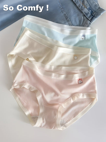 Women’s Ribbed Soft-Stretch Mid-Waist Panties – Pack of 3