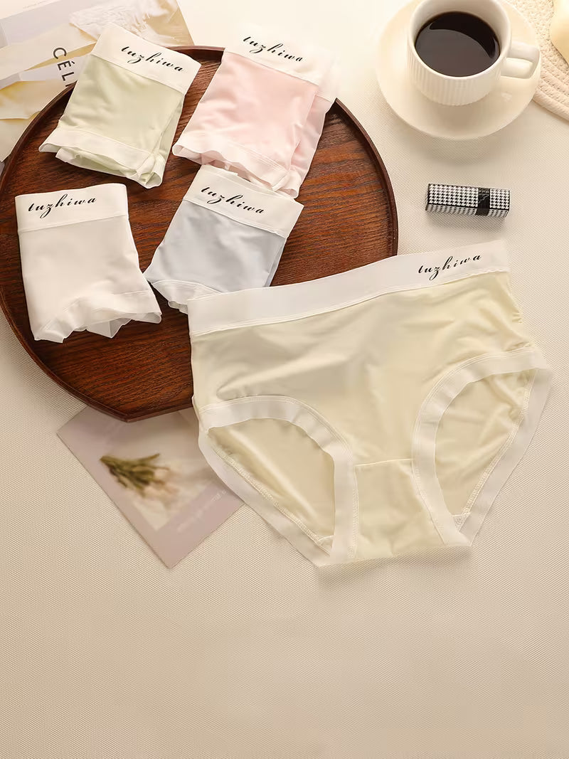Women’s Mid-Waist Soft Stretch Panties – Pack of 5 | Breathable Everyday Briefs | Smooth Waistband Comfort Underwear