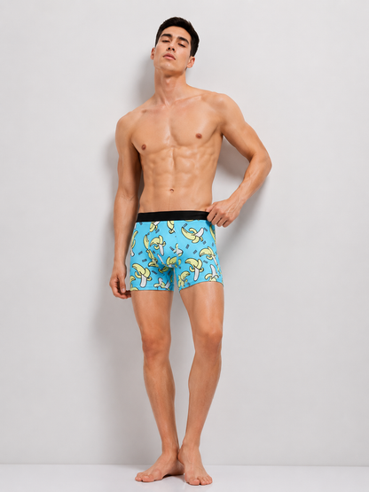 ZENVA Premium Men's Banana Print Boxer Briefs – Sky Blue | Ultra Soft, Breathable & 4-Way Stretch