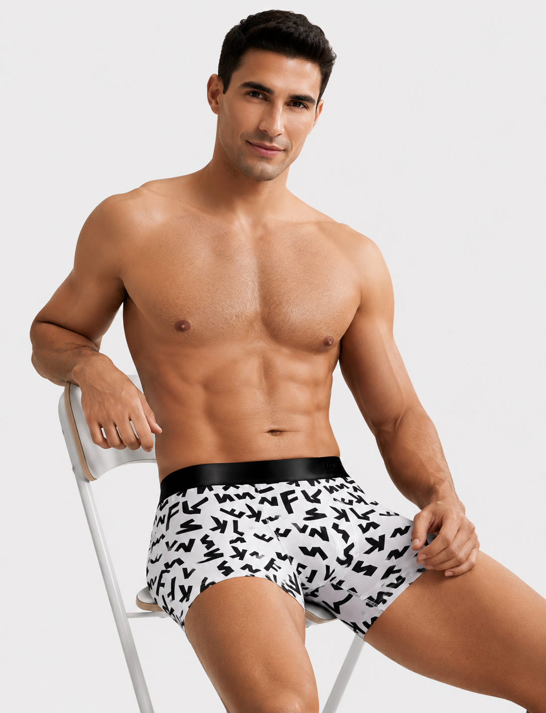 ZENVA Premium Men's Boxer Briefs – White & Black Printed Stretch Trunks | Ultra Soft, Breathable & All-Day Comfort (PACK OF 3)