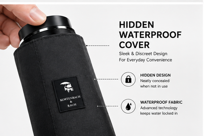Smart Waterproof Umbrella with Hidden Cover, Premium Compact Waterproof – No-Drip Cover