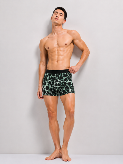 ZENVA Premium Men's Abstract Animal Print Boxer Briefs – Black & Mint Green | Ultra Soft, Breathable & 4-Way Stretch (PACK OF 3)