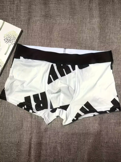 ZENVA Premium Men's Graphic Print Boxer Briefs – White & Black | Ultra Soft, Breathable & 4-Way Stretch (PACK OF 3)
