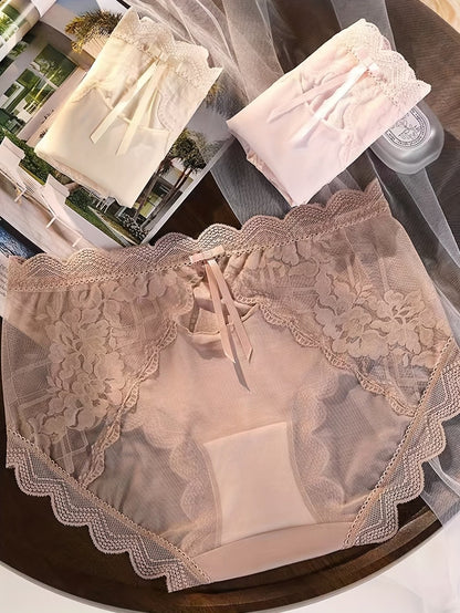 Sheer Lace Comfort Panties – Ultra Soft Breathable Elegance | Premium (4PCS Set)Product