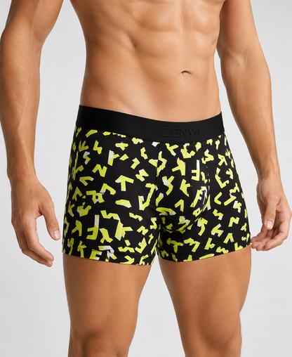Men’s Abstract Print Boxer Briefs – Pack of 3 | Soft Stretch Trunks | Premium Everyday Underwear for Men