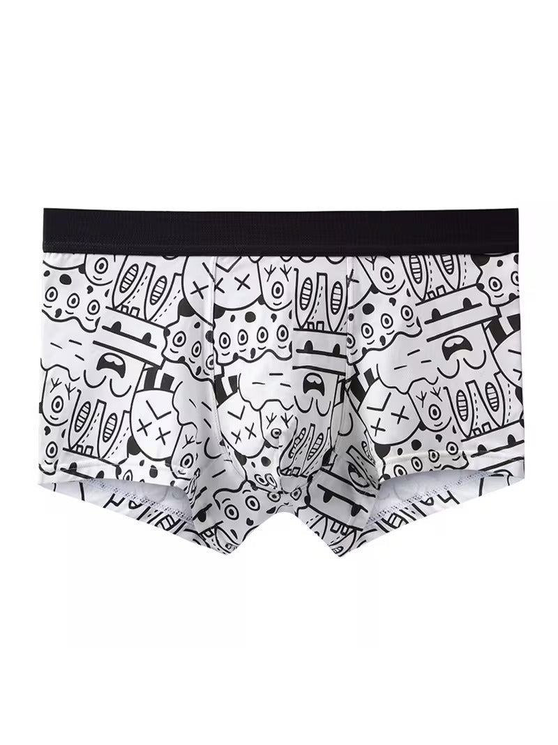 ZENVA Premium Grey Doodle Print Boxer Briefs for Men | Ultra-Soft Stretch | Breathable Everyday Underwear (PACK OF 3)
