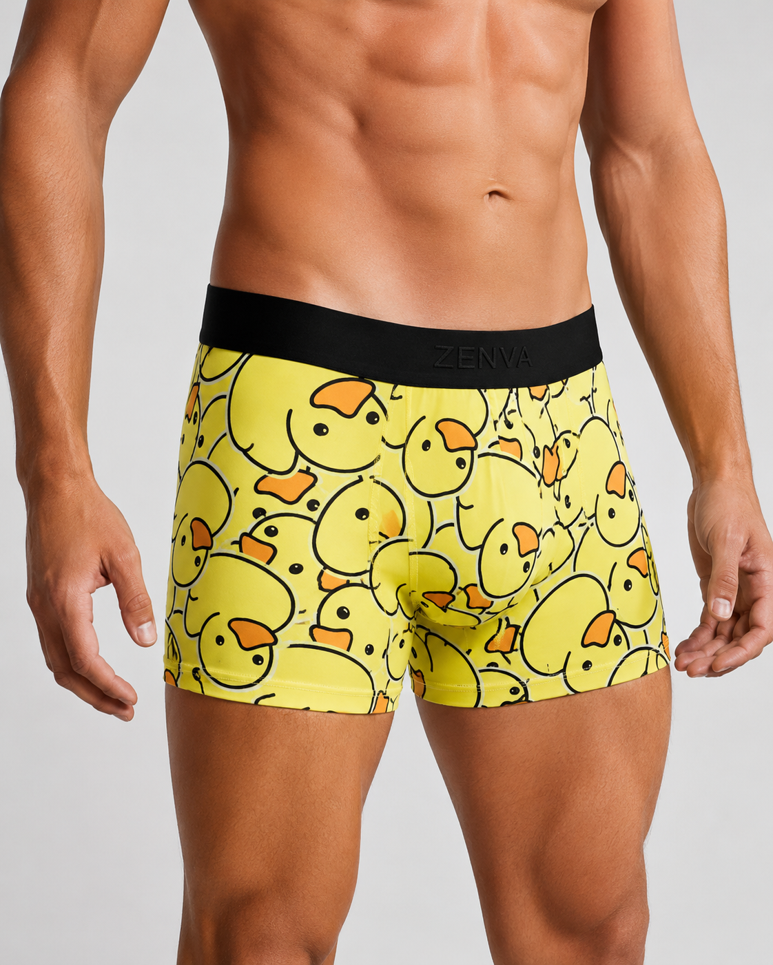 ZENVA Premium Men's Duck Print Boxer Briefs – Ultra Soft, Breathable & 4-Way Stretch (PACK OF 3)