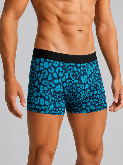 Men’s Leopard Print Boxer Briefs – Pack of 3 | Soft Stretch Trunks | Premium Everyday Underwear for Men