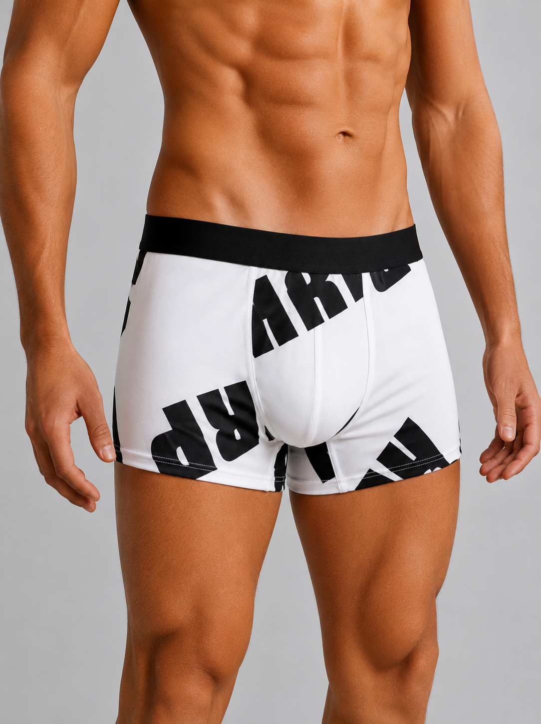 ZENVA Premium Men's Graphic Print Boxer Briefs – White & Black | Ultra Soft, Breathable & 4-Way Stretch (PACK OF 3)