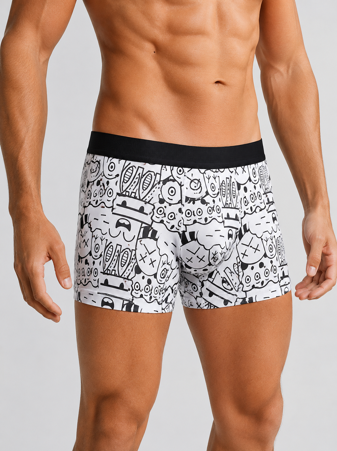 ZENVA Premium Grey Doodle Print Boxer Briefs for Men | Ultra-Soft Stretch | Breathable Everyday Underwear (PACK OF 3)