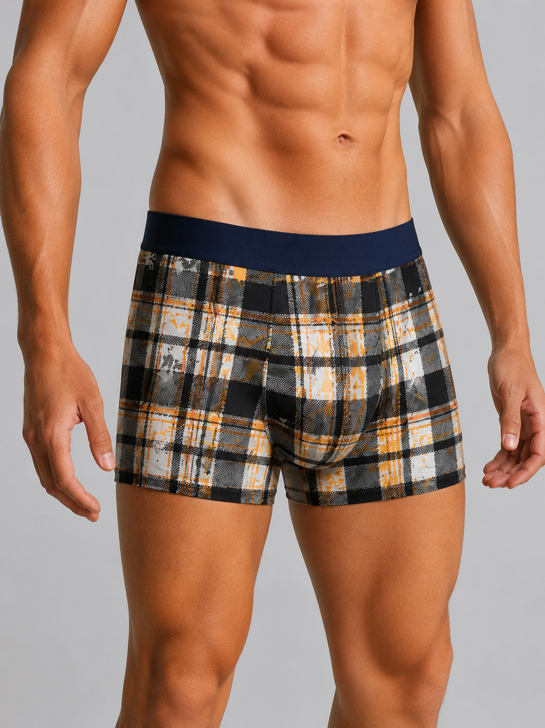 Men’s Checkered Boxer Briefs – Pack of 3 | Soft Stretch Trunks | Premium Everyday Underwear for Men
