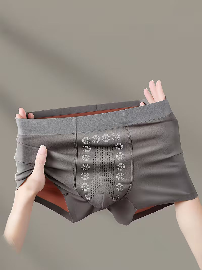 New High-Quality AB Dual-Color Fashion Ice Silky Fiber Fabric Men's Boxer Briefs, Quick-Dry Breathable Seamless Contrast Color Men's Underwear (Pack Of 3)