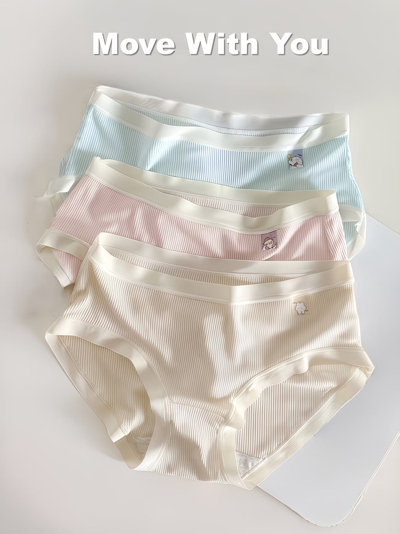 Women’s Ribbed Soft-Stretch Mid-Waist Panties – Pack of 3