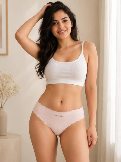 Premium Ribbed Seamless Panties for Women | UltraSoft Breathable Stretch Fit | Invisible Comfort Innerwear (PACK OF 3)