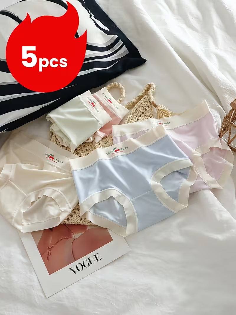 Women’s Soft Stretch Mid-Waist Panties – Pack of 5 | Pastel Color Everyday Briefs | Comfortable Full Coverage Underwear