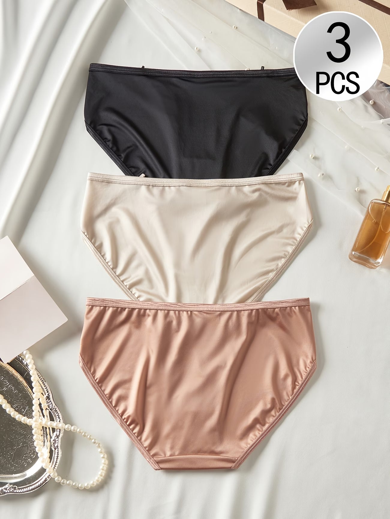 Women’s Satin Silk Panty Combo Pack of 3 | Soft Glossy Bikini Briefs | Comfortable Stretchable Everyday Innerwear