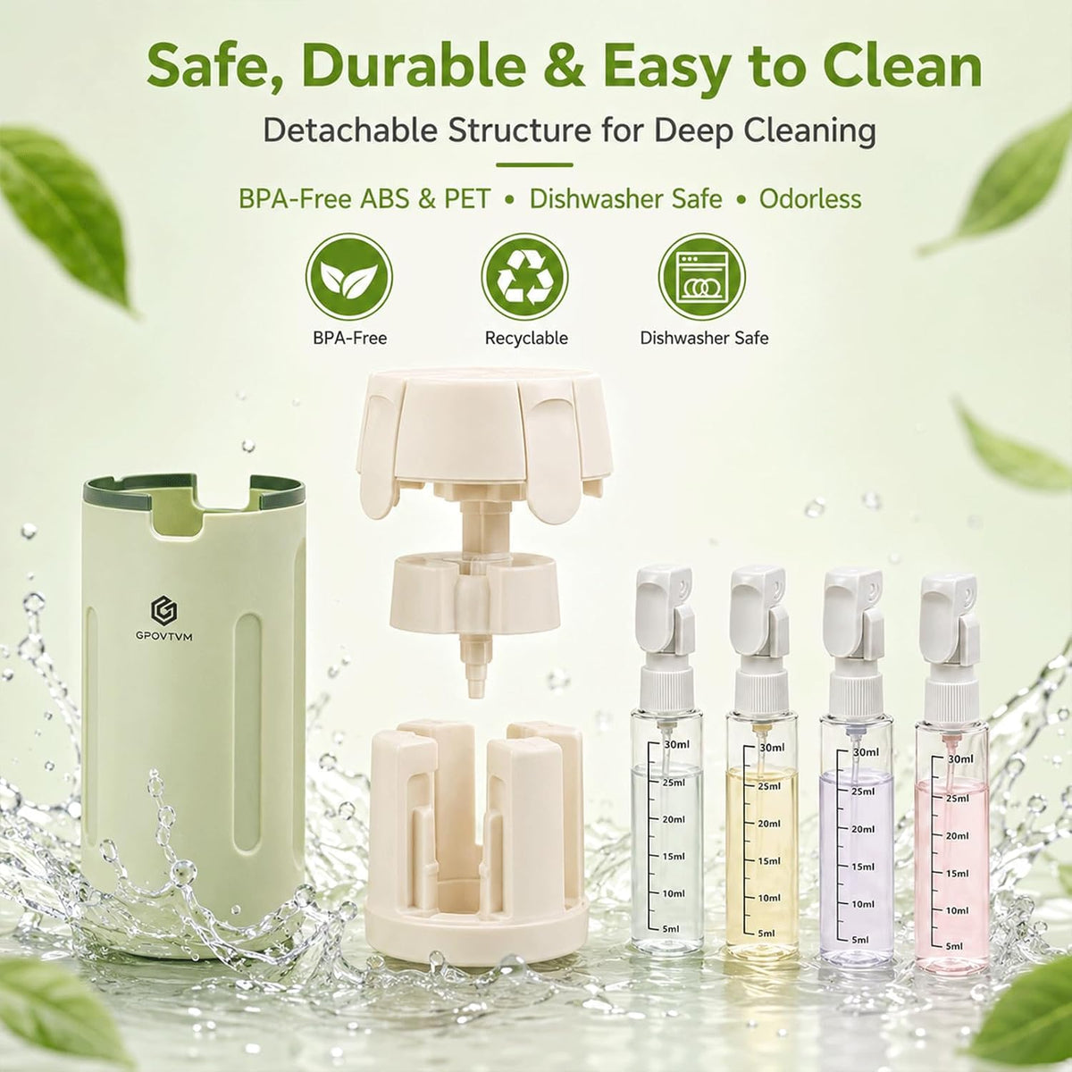 4 in 1 Travel Dispenser Bottles Shampoo Refillable Leak Proof TSA Compliant Size Containers Toiletries Toiletry with Pump Design Portable Organizer Conditioner Lotion Cream Vacation