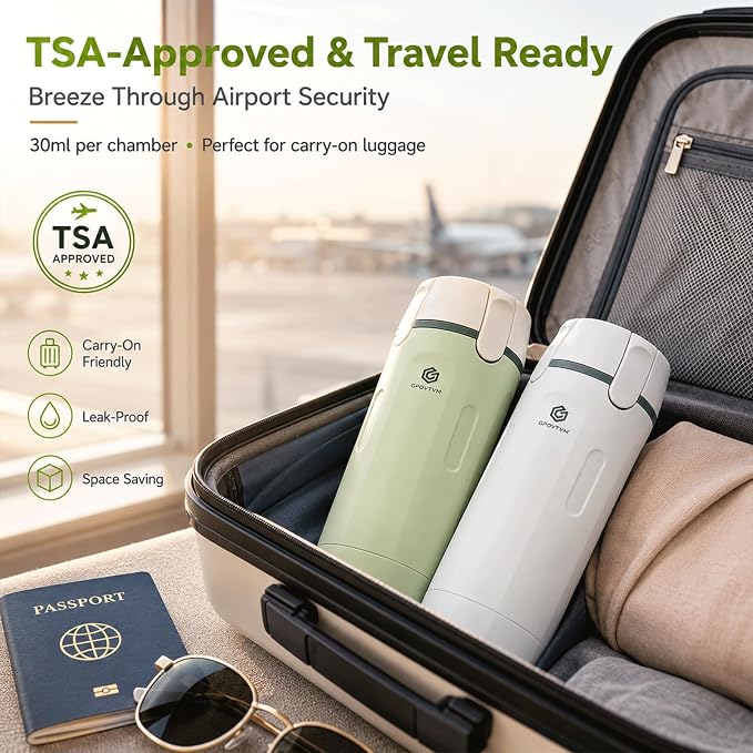 4 in 1 Travel Dispenser Bottles Shampoo Refillable Leak Proof TSA Compliant Size Containers Toiletries Toiletry with Pump Design Portable Organizer Conditioner Lotion Cream Vacation