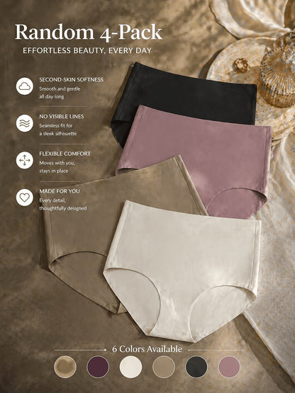 Women’s Ultra-Soft Seamless Panties | Breathable Stretch Mid-Waist Underwear for All-Day Comfort(PACK OF 4)