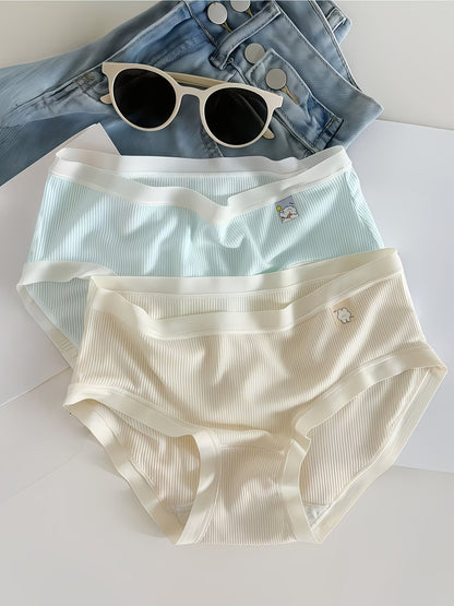 Women’s Ribbed Soft-Stretch Mid-Waist Panties – Pack of 3