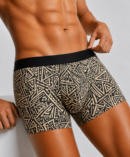 ZENVA Tribal Fusion Print Boxer Briefs for Men | Ultra-Soft Stretch | Premium Everyday Comfort (PACK OF 3)