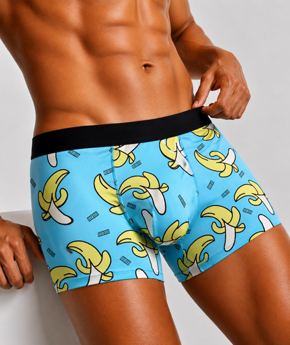 ZENVA Premium Banana Print Boxer Briefs for Men | Ultra-Soft Stretch | Breathable Mid-Rise Everyday Underwear (PACK OF 3)