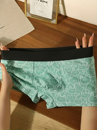 ZENVA Premium Sage Green Bunny Print Boxer Briefs for Men | Ultra-Soft Stretch | Breathable Everyday Underwear (PACK OF 3)