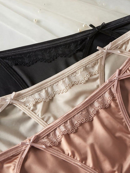 Women’s Satin Silk Panty Combo Pack of 3 | Soft Glossy Bikini Briefs | Comfortable Stretchable Everyday Innerwear