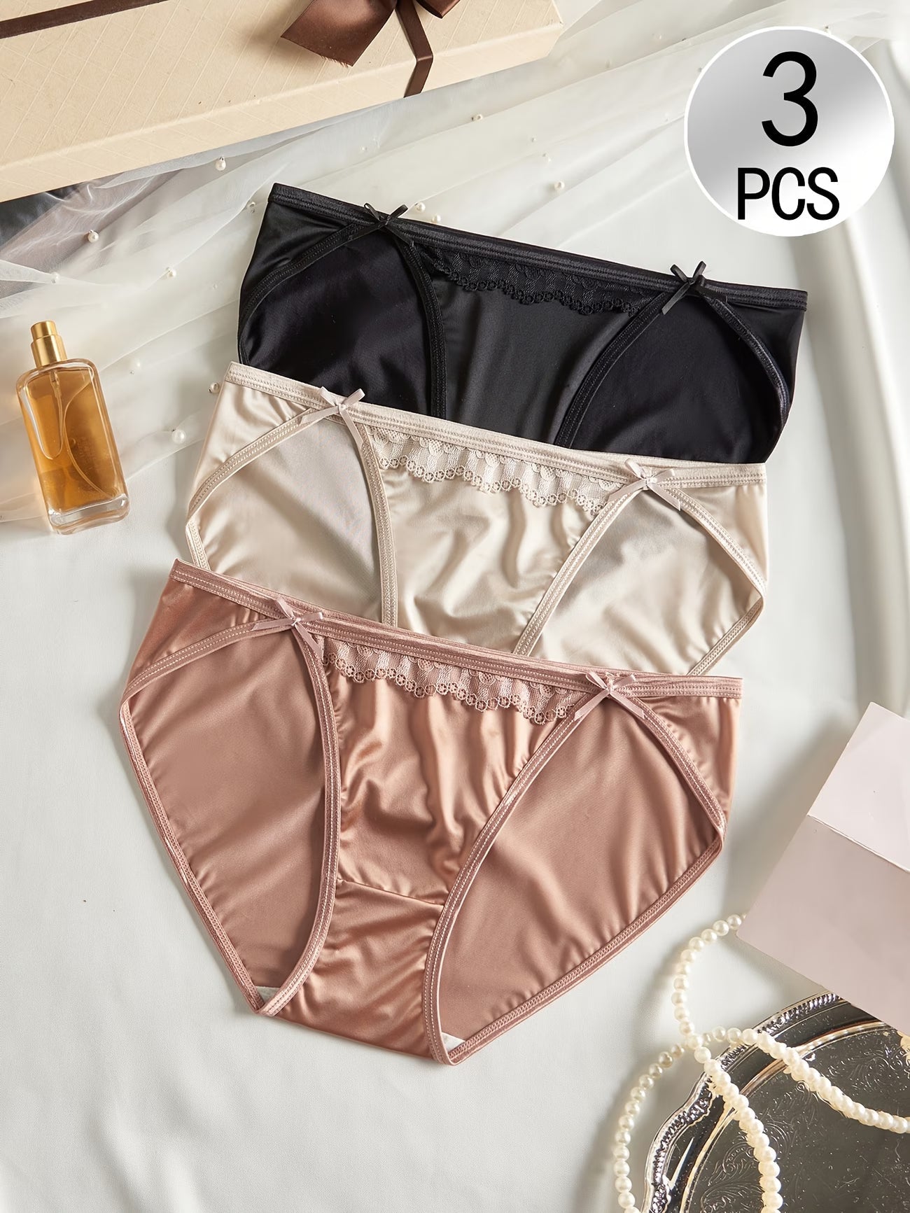Women’s Satin Silk Panty Combo Pack of 3 | Soft Glossy Bikini Briefs | Comfortable Stretchable Everyday Innerwear