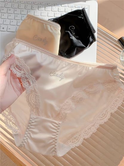 Luxury Satin Lace Panty for Women | Soft Silk Feel Bikini Brief | Elegant Comfortable Everyday Innerwear(PACK OF 3)