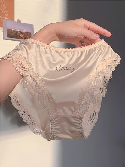 Luxury Satin Lace Panty for Women | Soft Silk Feel Bikini Brief | Elegant Comfortable Everyday Innerwear(PACK OF 3)